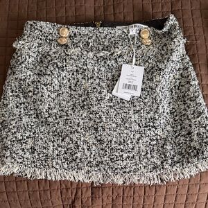 Tweed Mini Skirt - Black and White